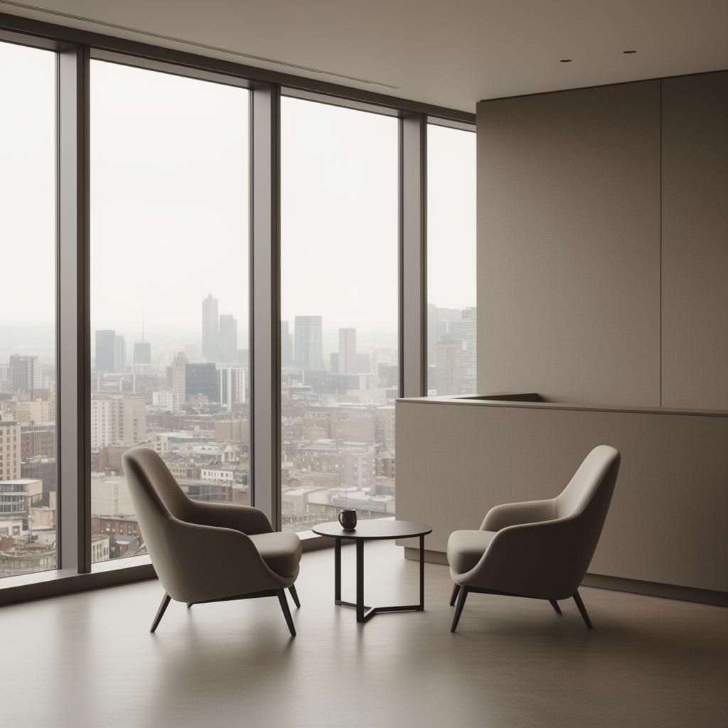 Modern corporate office reception in a global business district