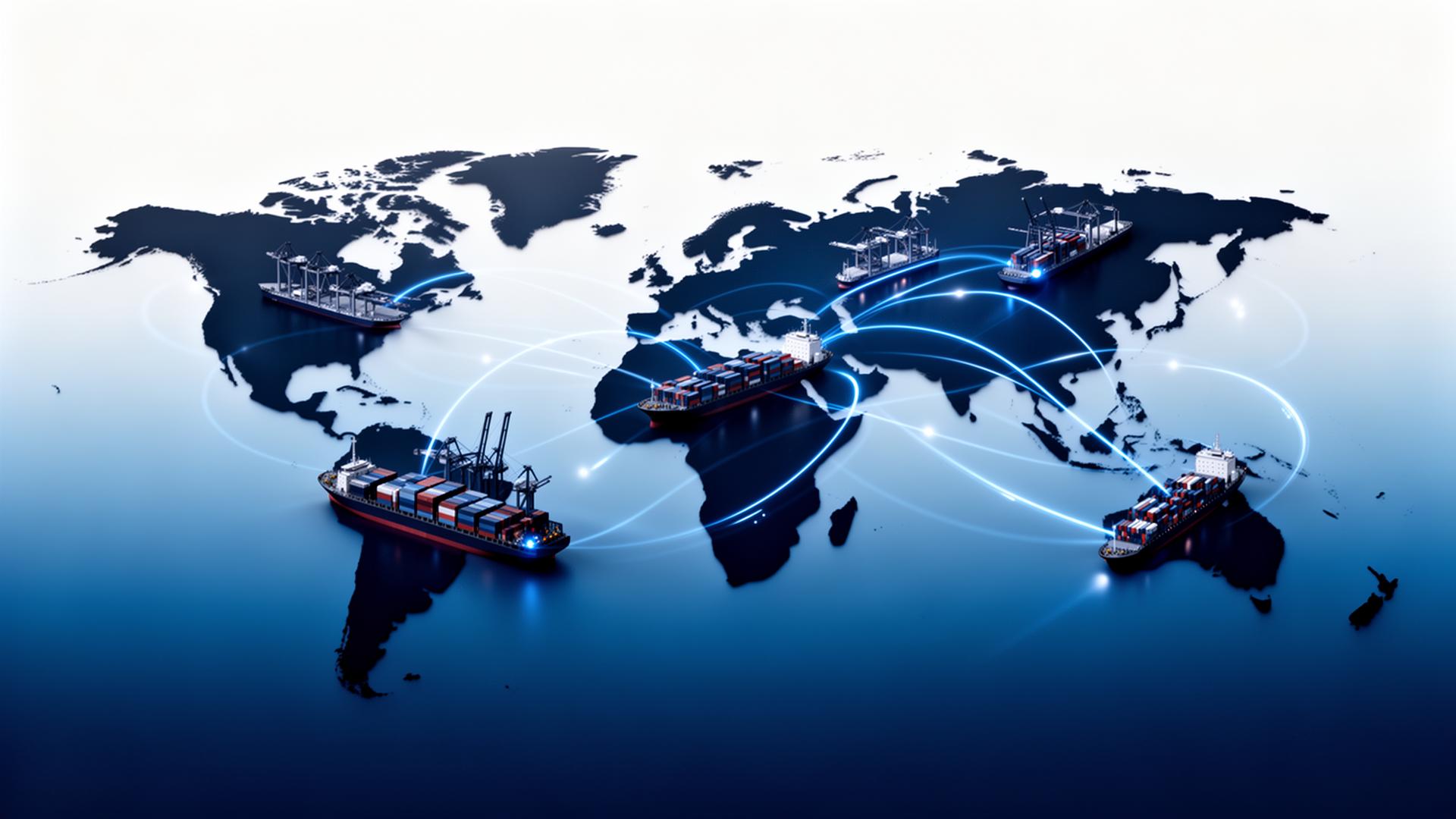 Global supply chain and logistics network at a major port